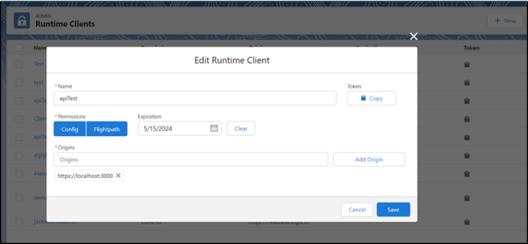 Edit Run time client