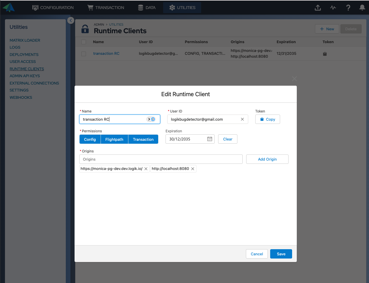 Edit runtime client