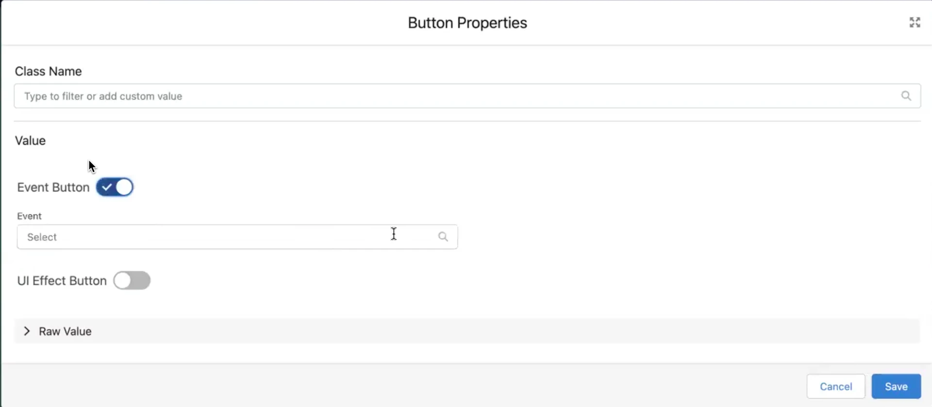Transaction Manager: button properties with event enabled