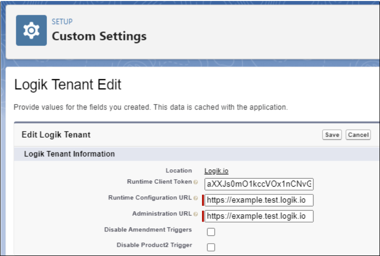 Edit tenant screen