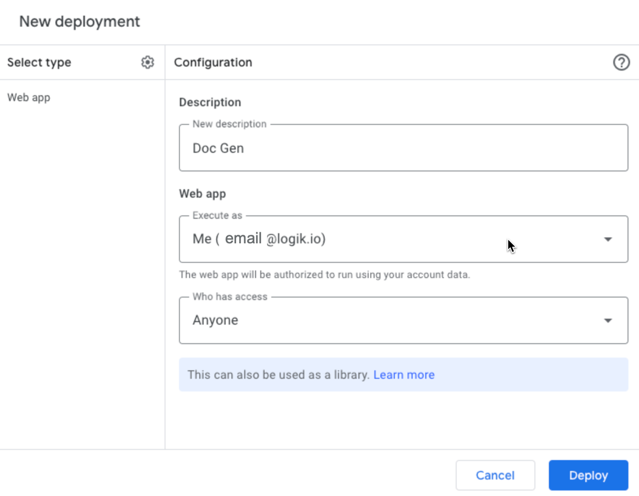 New deployment user interface
