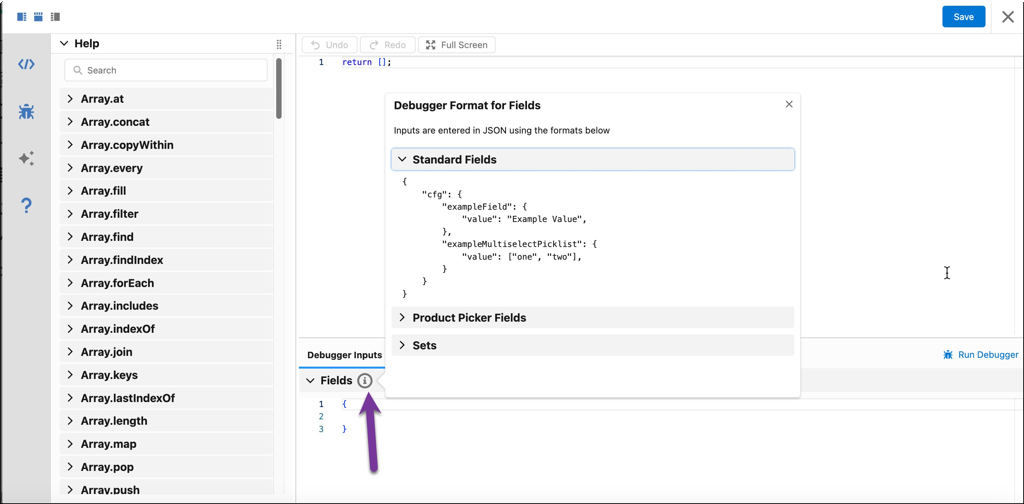 Help screen