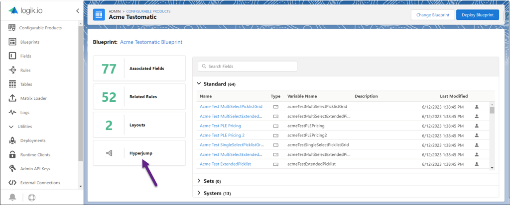 Configurable products screen