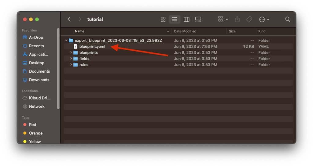 blueprint.yaml file selection