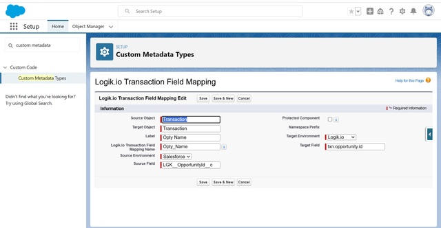 Metadata screen