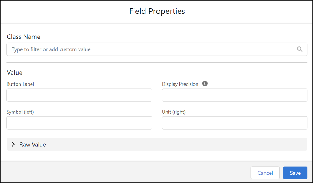 Number field properties in layouts