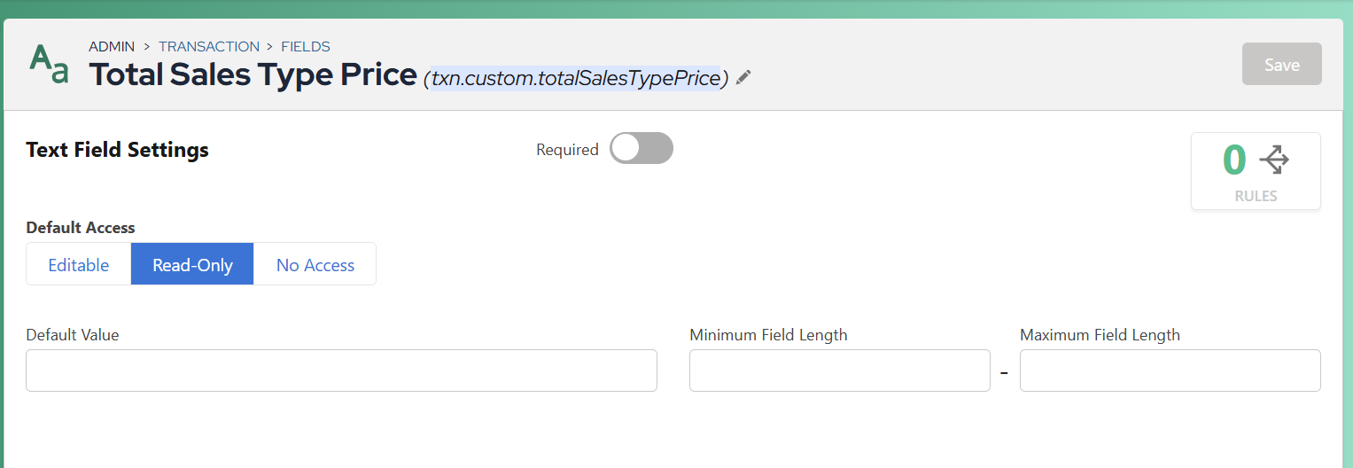 Total Sales Type Price