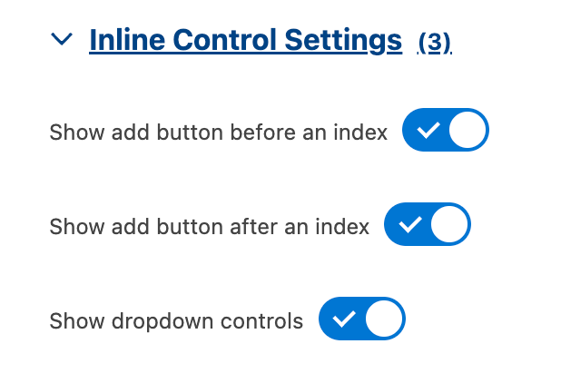 Inline control settings