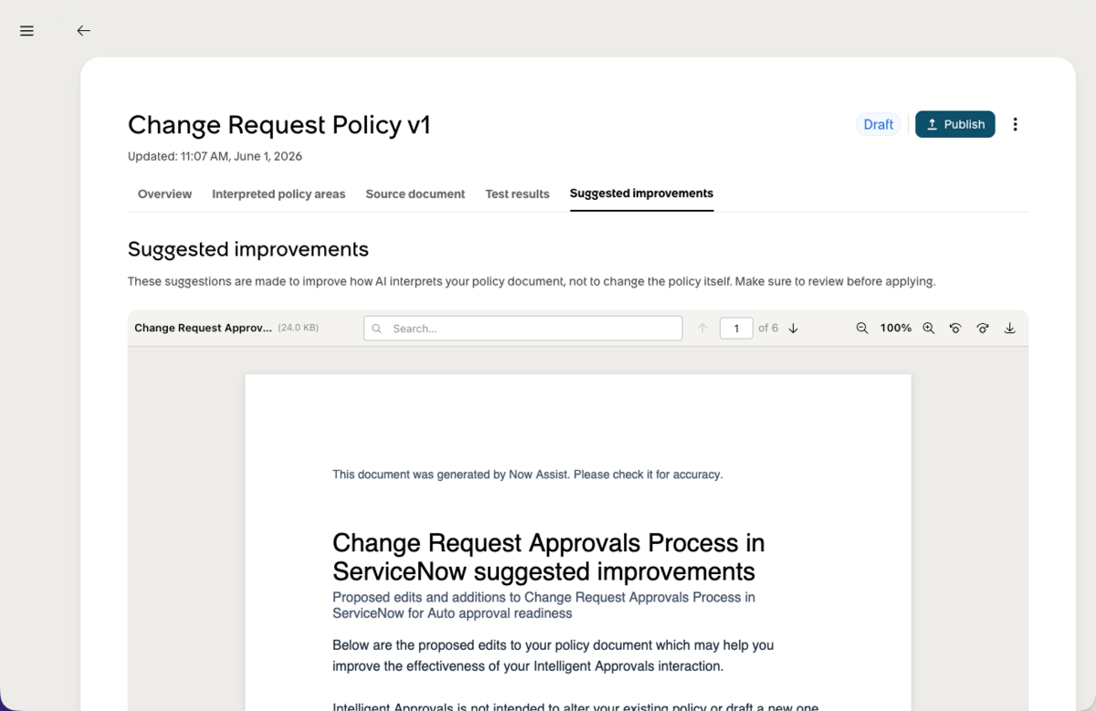 Sample suggested improvements document
