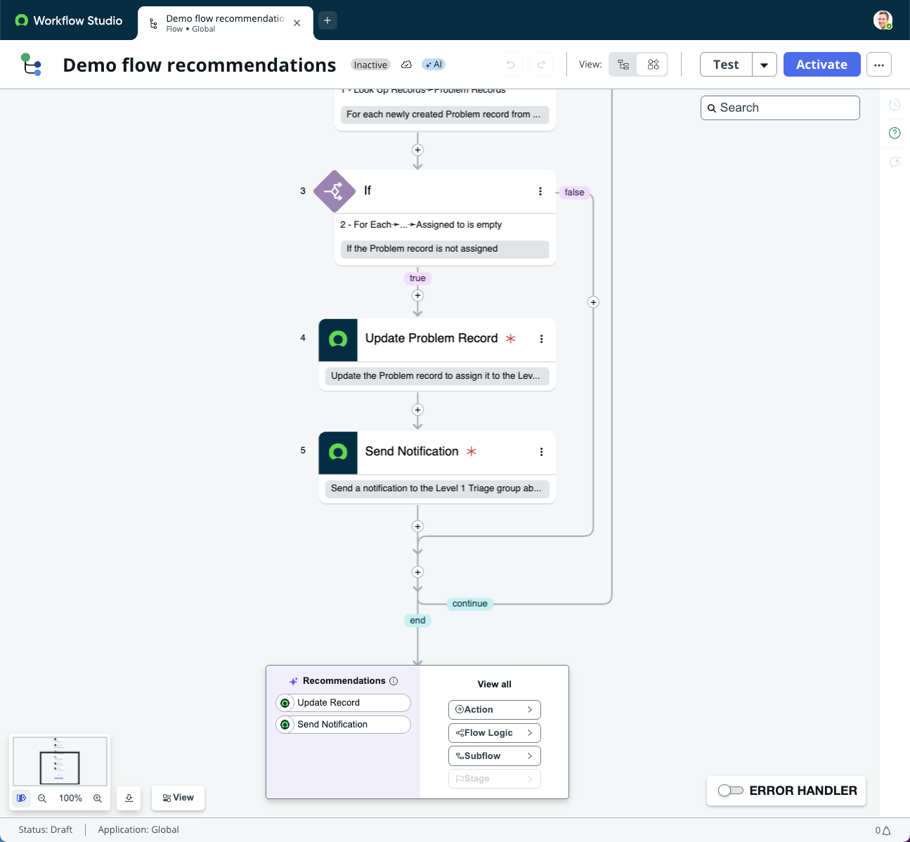 Demo flow recommendations in diagram mode