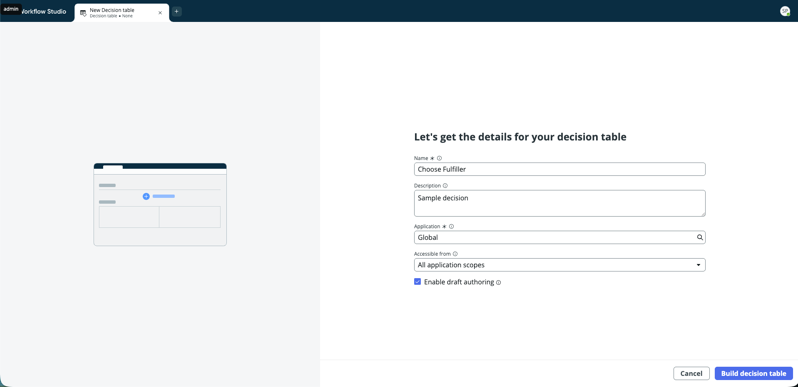 New decision table page