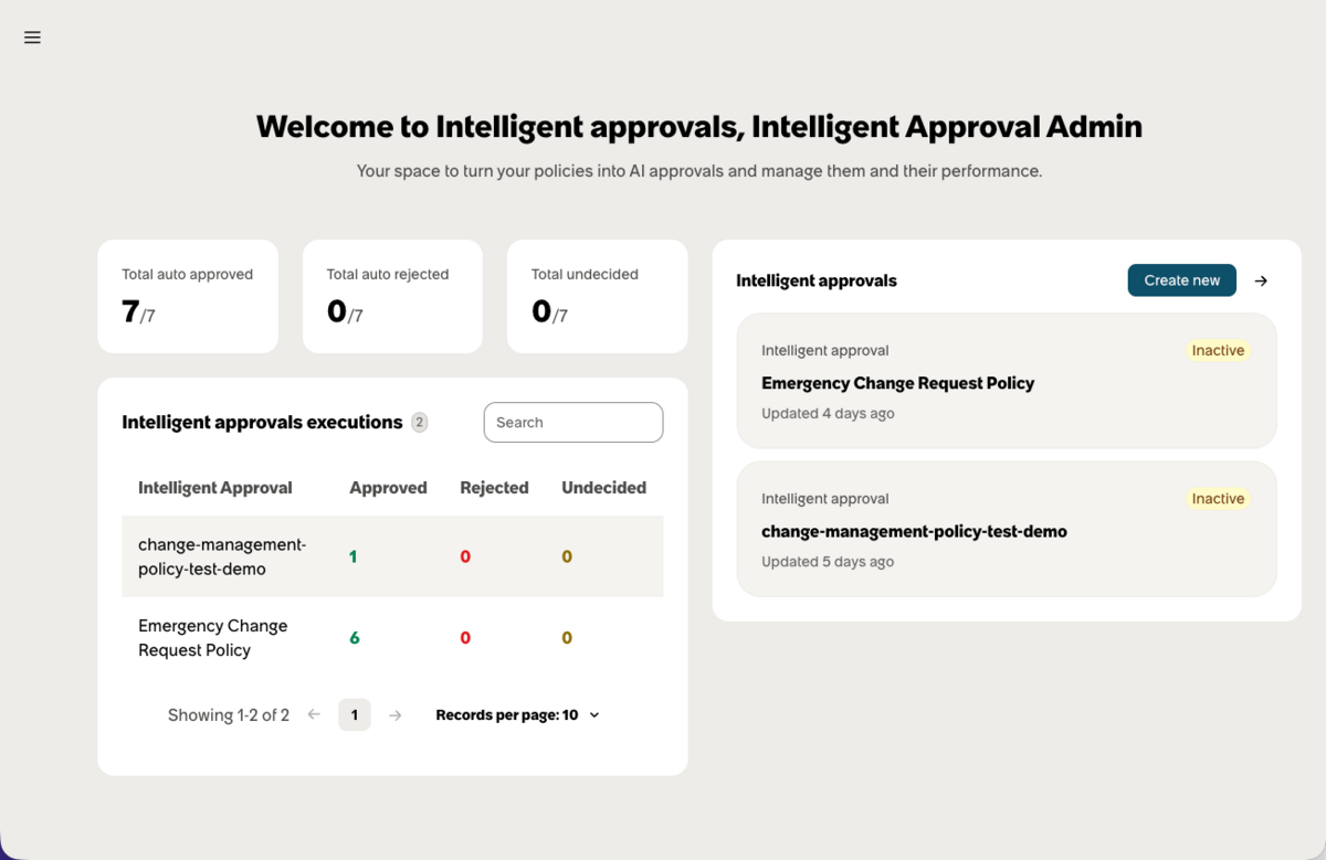Intelligent approval homepage