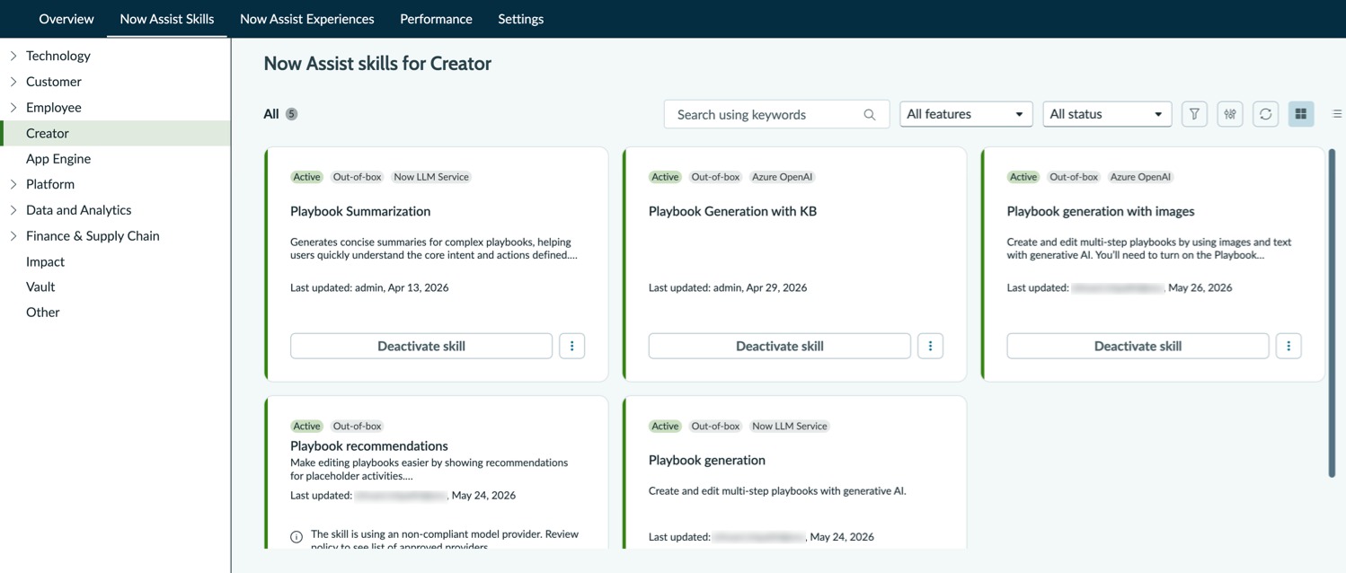 Now assist for creator skills page.