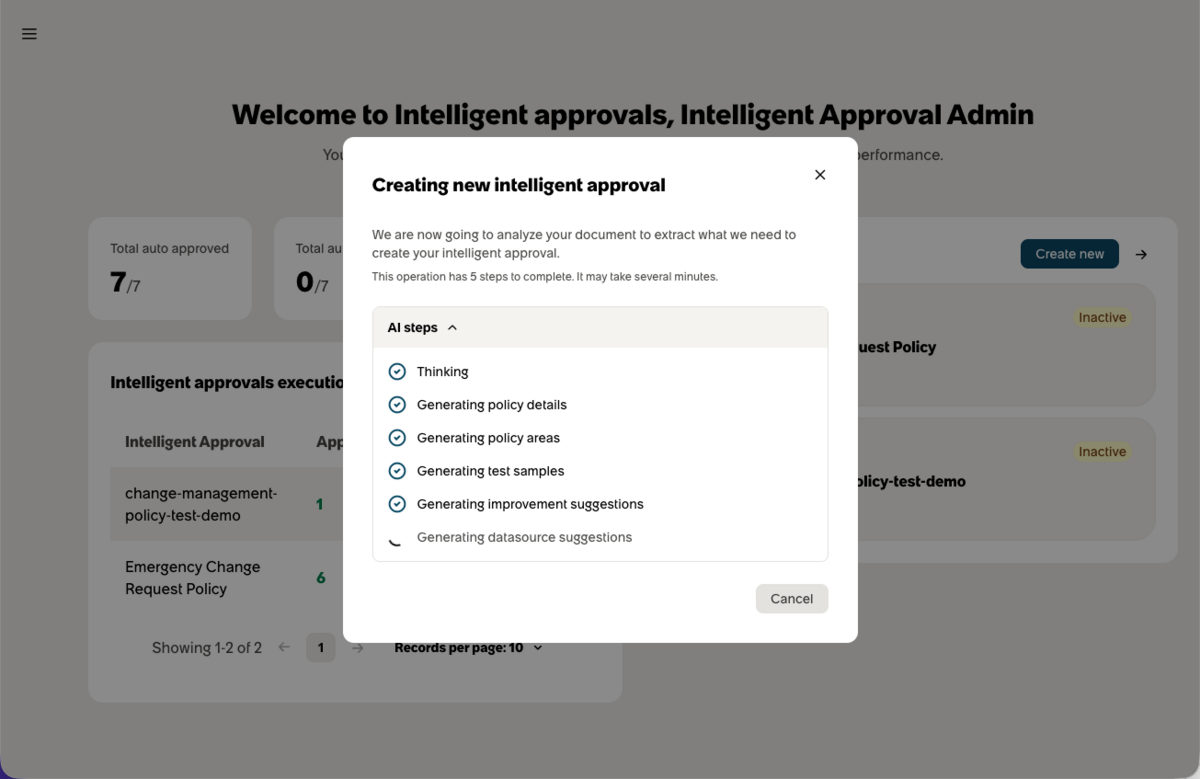 Intelligent approval generation status messages