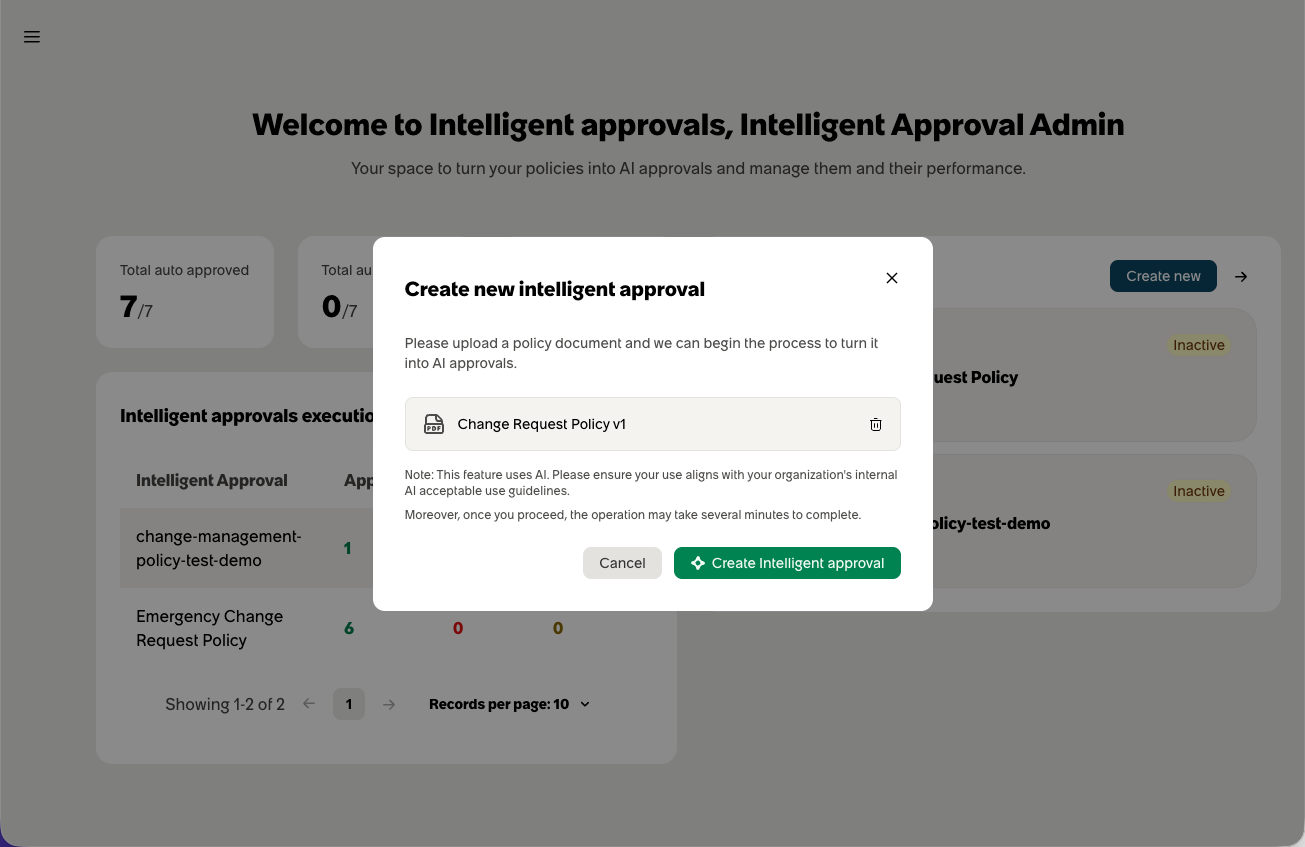 Create intelligent approval dialog to create from document