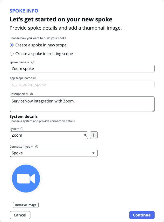 Create spoke in new scope.