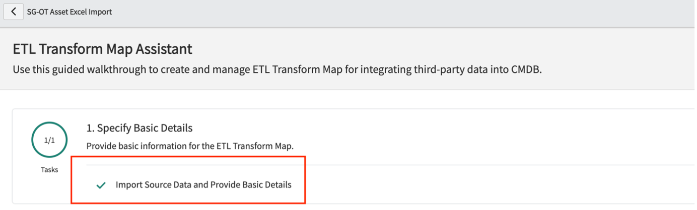 [ステップ 1: ETL 変換マップの基本情報を指定する (step 1: Provide basic information for the ETL Transform Map)] を選択します。