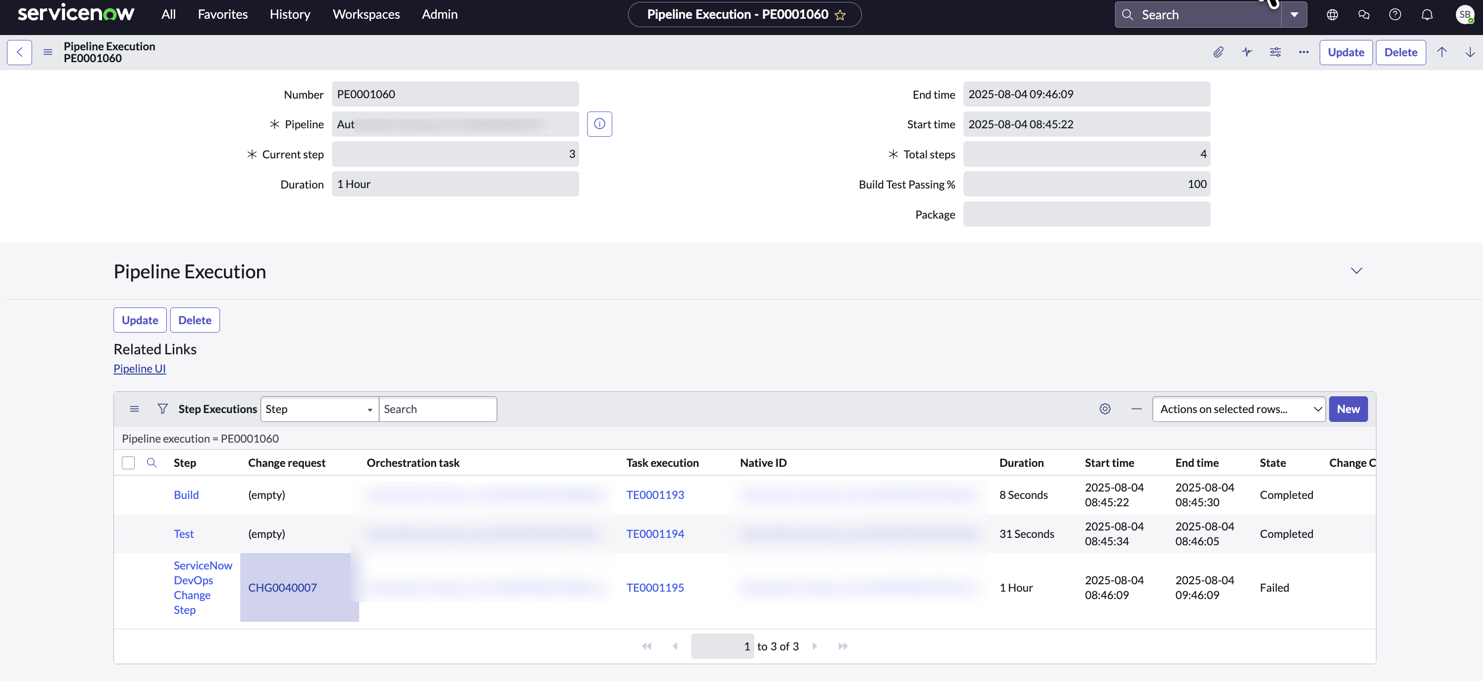 DevOps pipeline execution