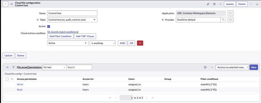 Enregistrement de configuration de fichier dans le cloud.