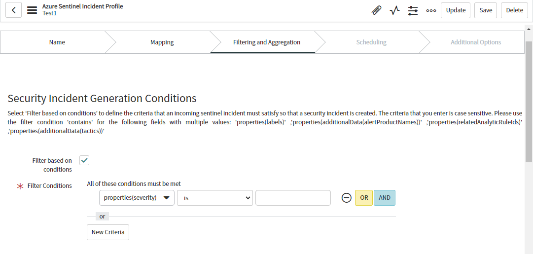 Filter conditions builder.