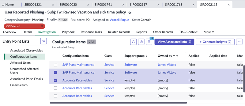 Select Configuration Item.