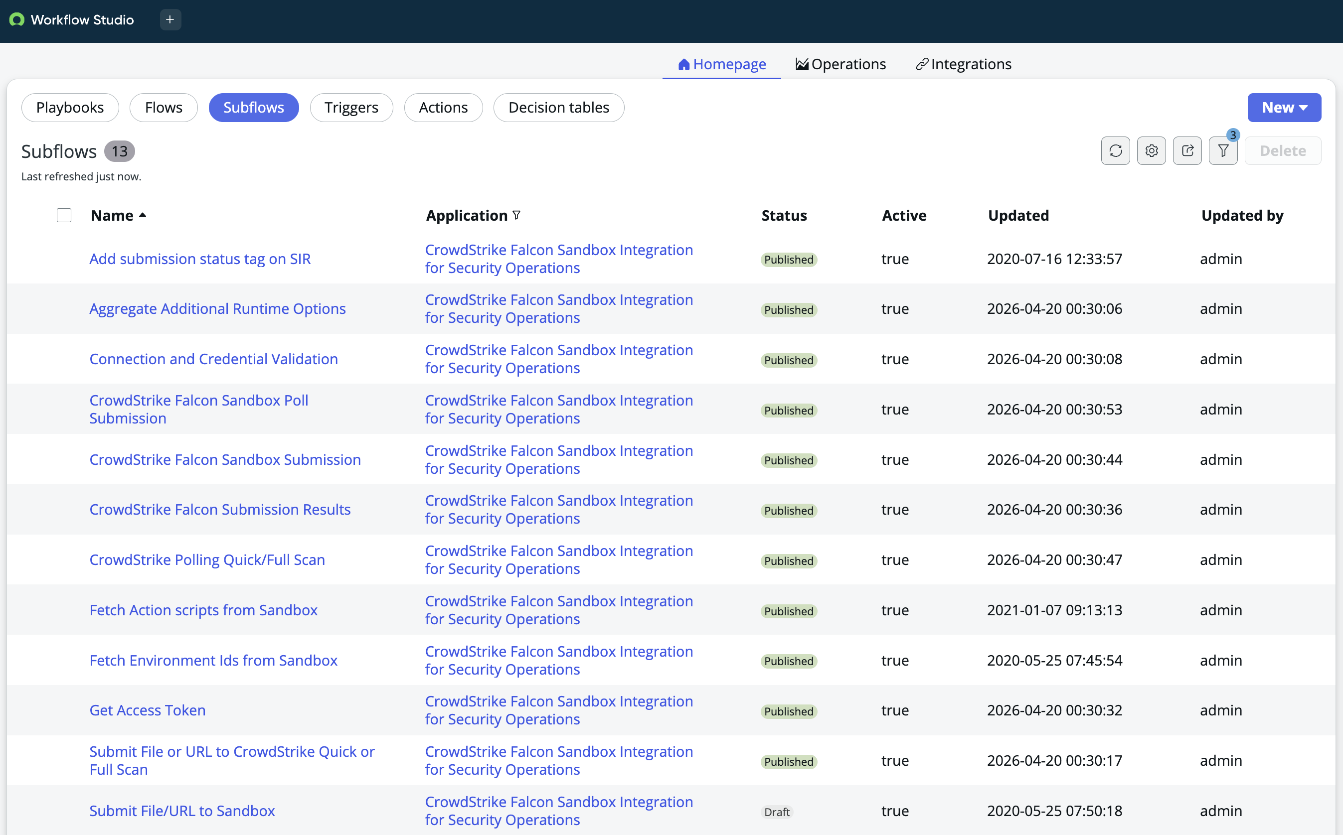 A integração da sandbox contém vários subfluxos.