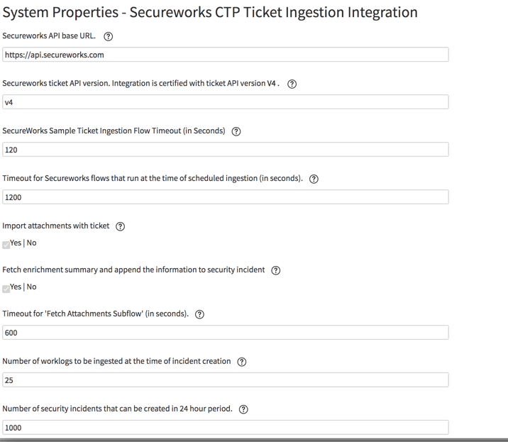Secureworks CTP: Integration Settings
