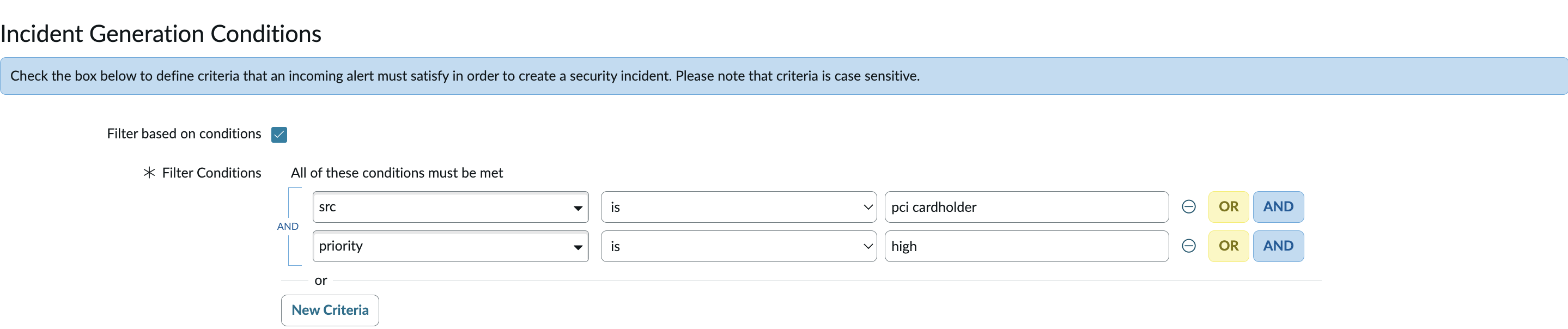 Filter conditions builder:2