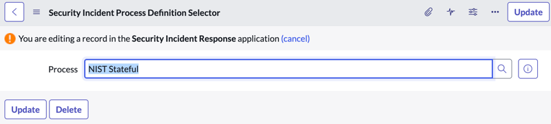 Process definition selector