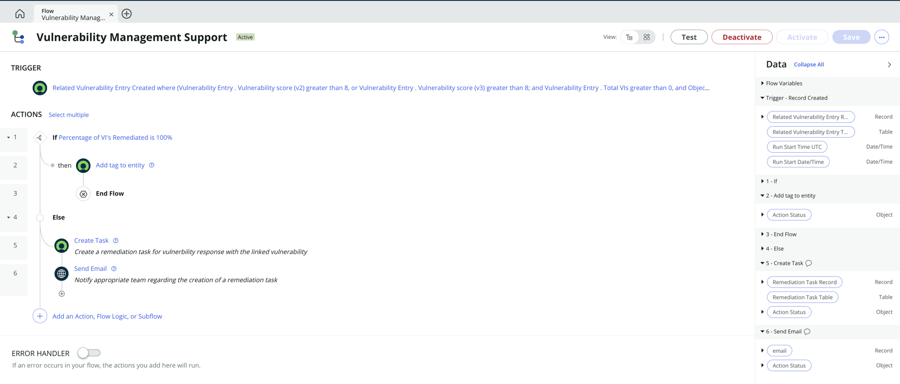 Vulnerability management support