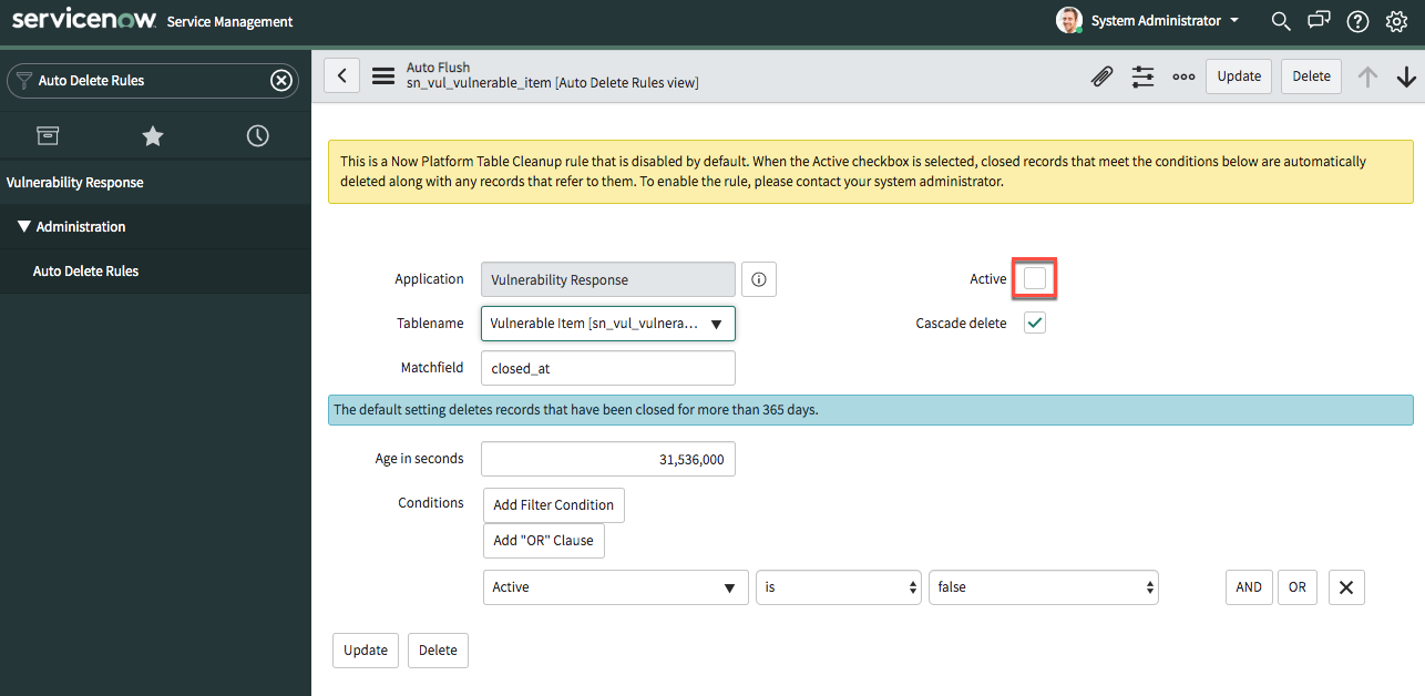 Form completed with the Active check box highlighted but not selected.