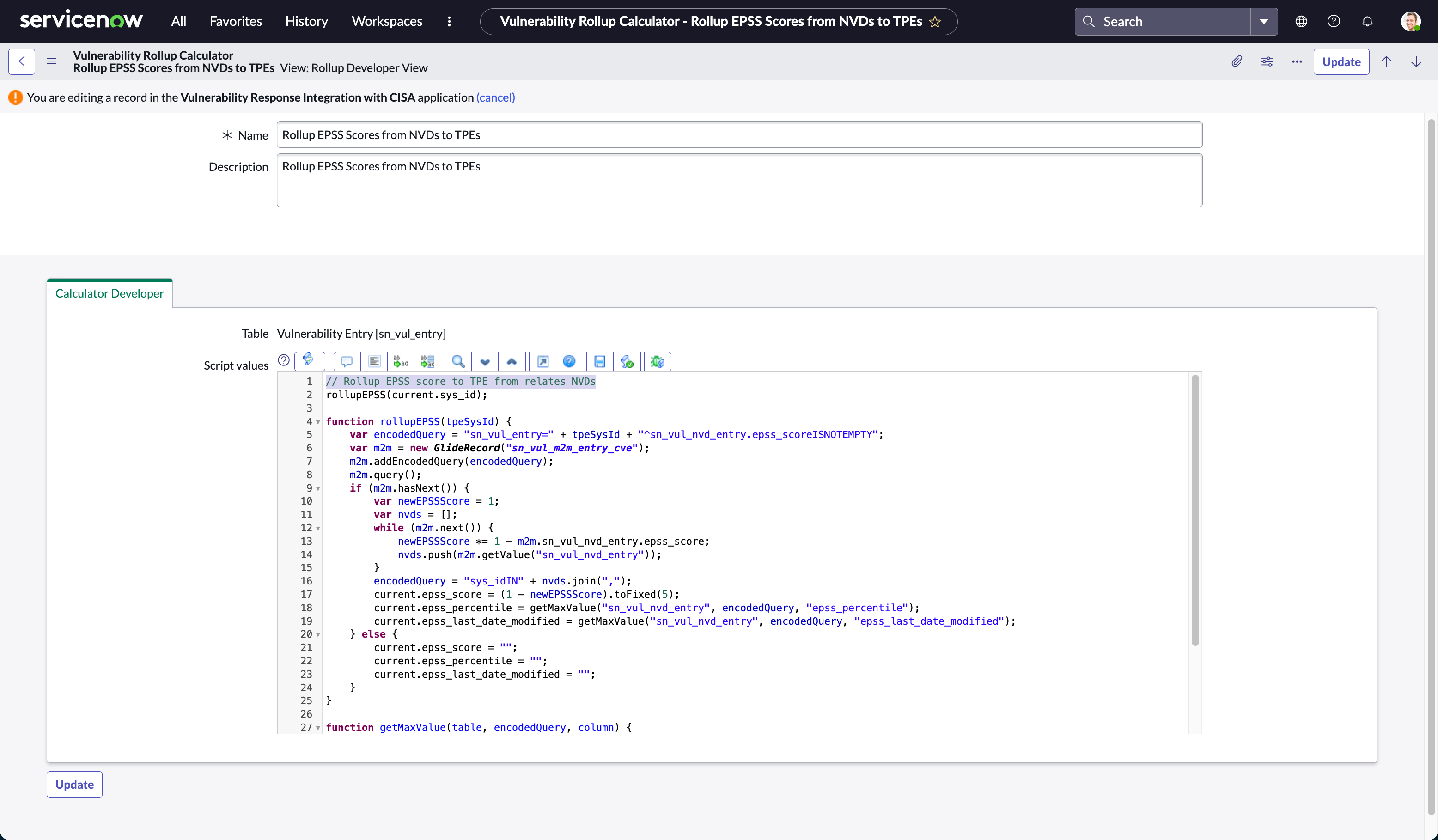 EPSS rollup calculator script.