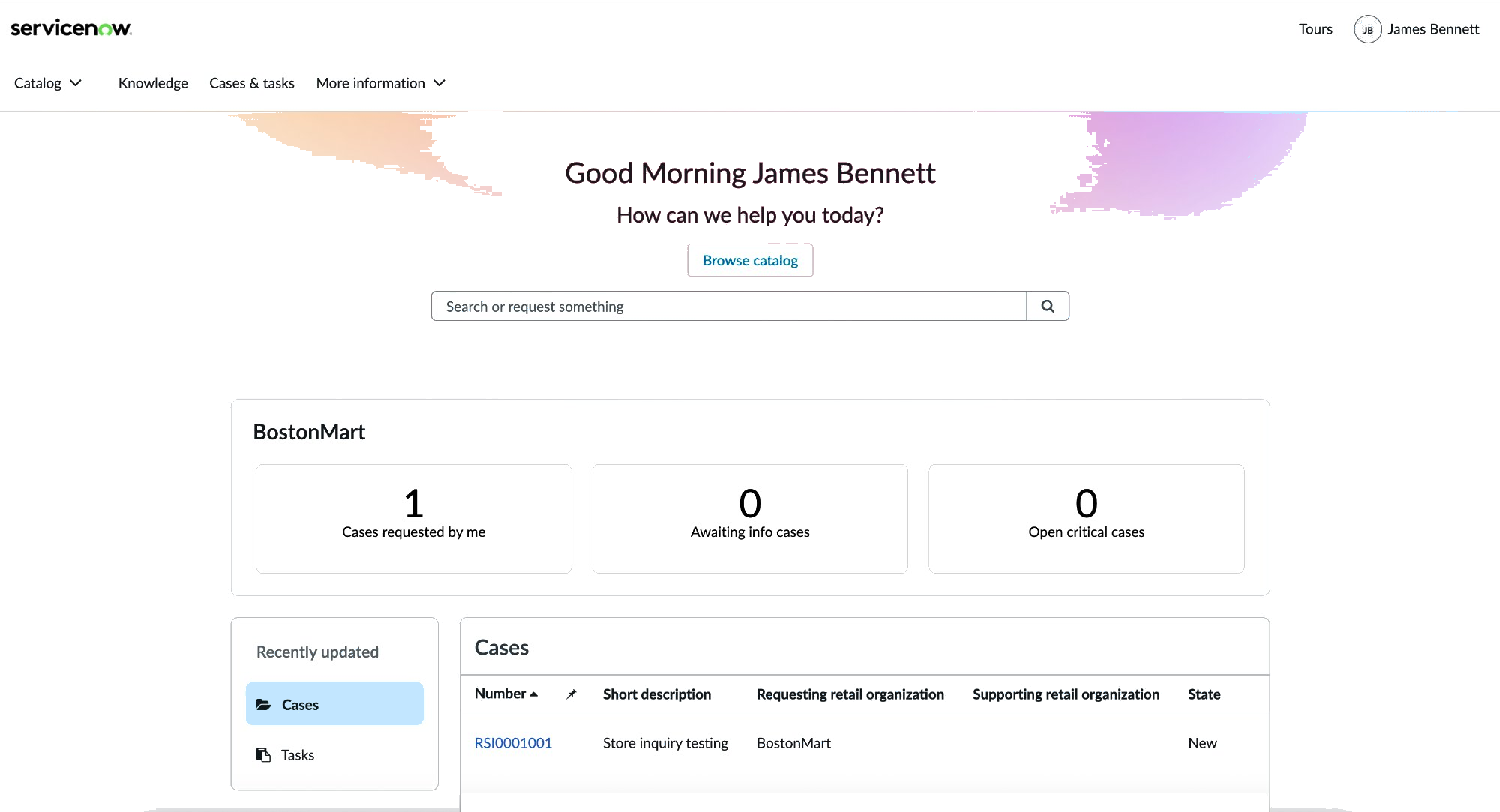 Retail Portal landing page
