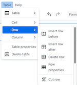 Menu de propriedades de linha do TinyMCE v6.8.3