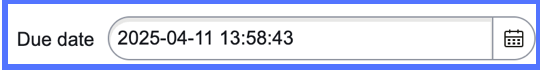 Due date form field with Show date and time formats on forms preference turned off.