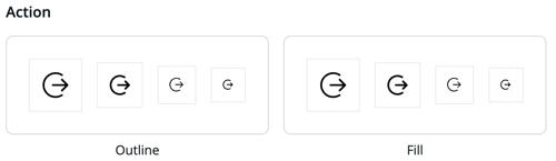 Action icon with outline and fill variants.