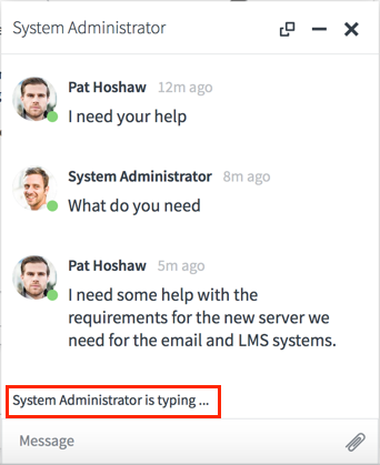 Connect window highlighting the fact that you can see when another user is typing.