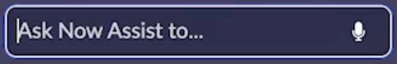 Ask Now Assist search bar with Voice input preference turned on and microphone displayed.