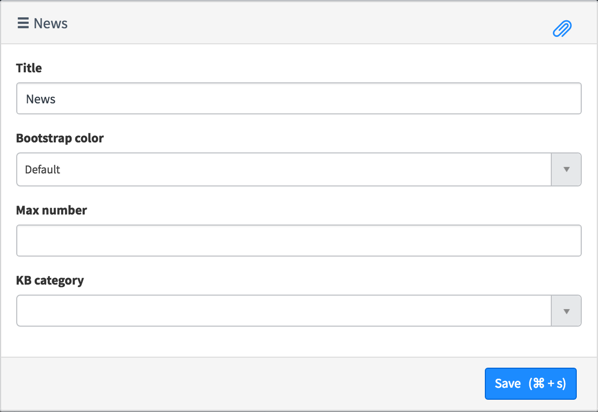 KB news widget instance options with four options listed