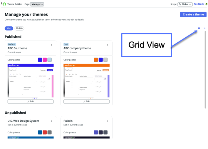 Grid view.