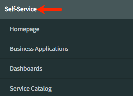 Application navigator with arrow pointing at Service Desk to show that the text is white