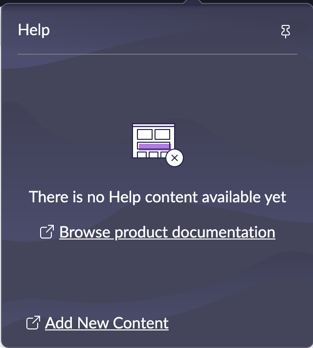 Help content view displaying no content available.