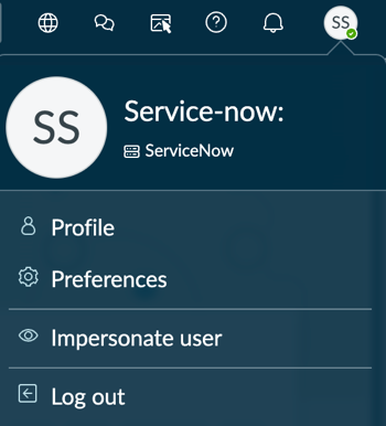 User menu without Keyboard shortcuts turned off.