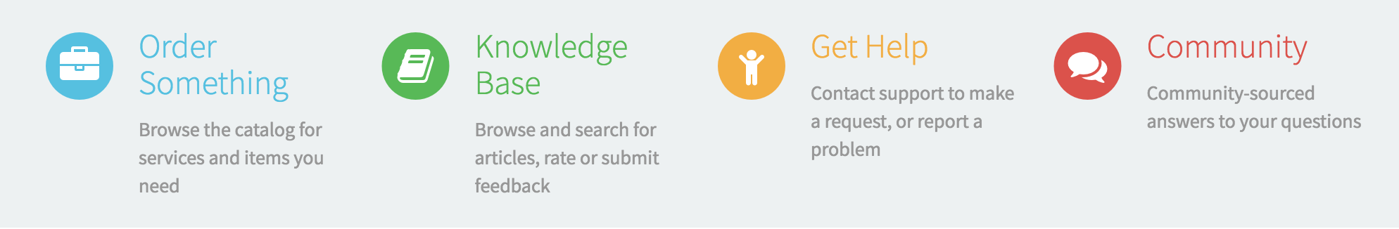 Icon link widgets from the Service Portal homepage with different icons and titles for each instance