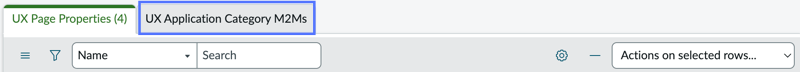 UX Application Category M2Ms tab.