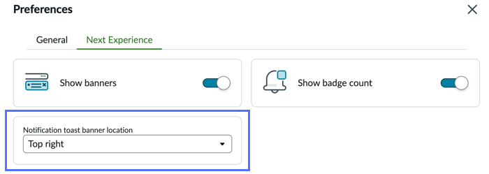 Next Experience notification preferences