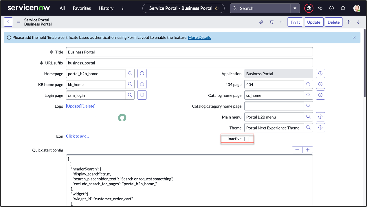 Enable business portal