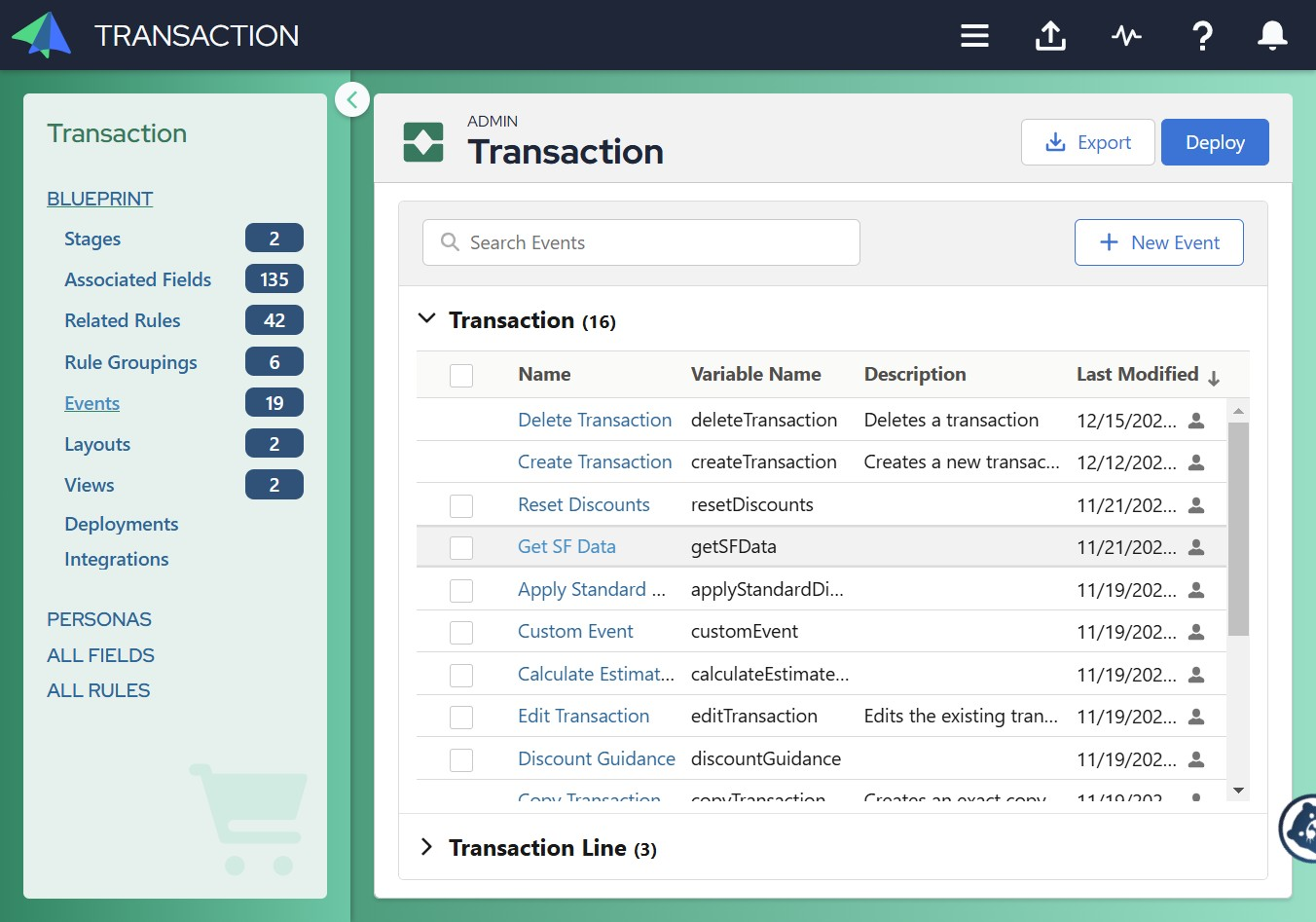 Admin transaction