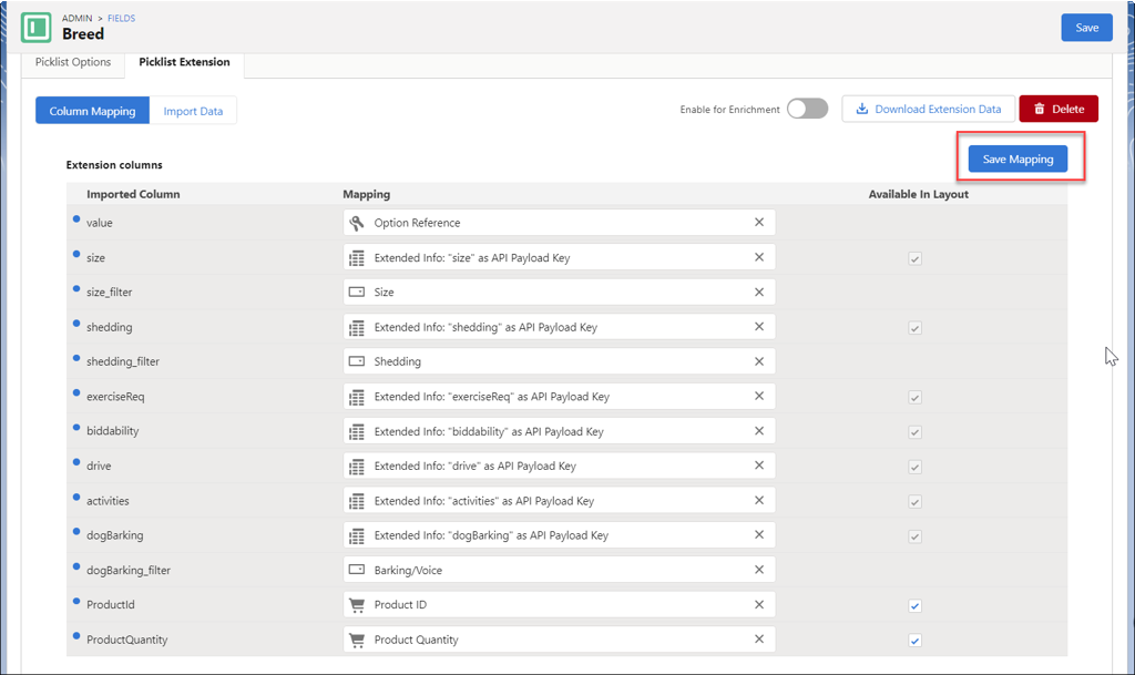 Picklist extensions