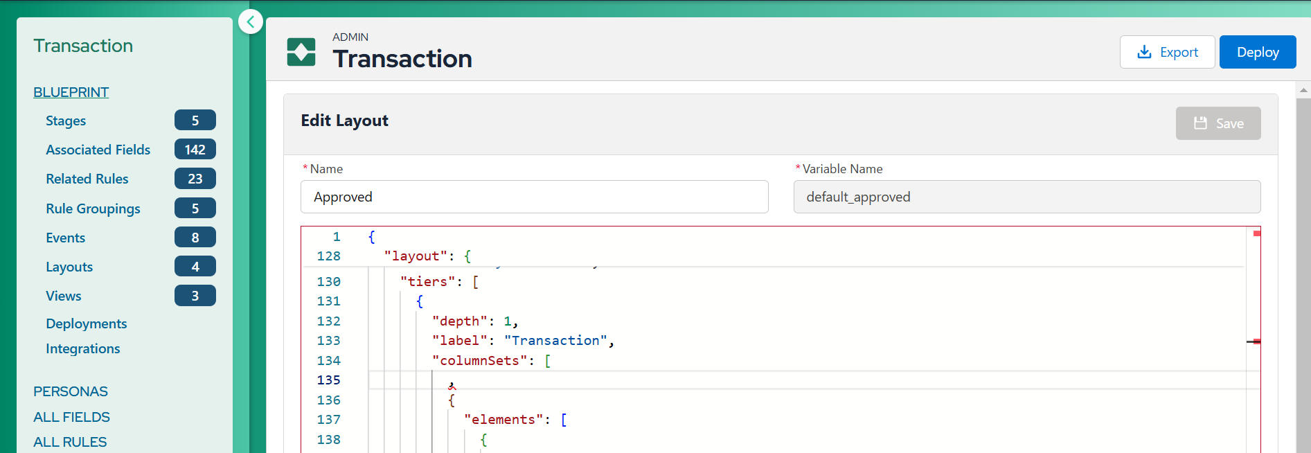 lTransaction Manager: layouts